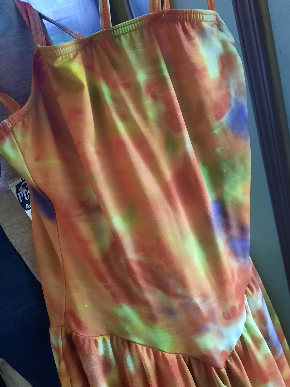 Weissman FAIRY DANCE dress Orange Green Blue Tie-Dye Asymmetrical Sundress
